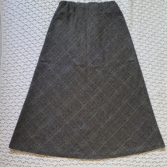 Conrad C Proportion Petite Plaid A-Line Midi Gray Skirt Size 2 - Picture 6 of 9
